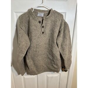 Vintage Joseph Anthony Land Knitted Henley Sweater Chunky 100% Wool Large
